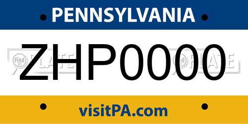 ZHP0000 Pennsylvania License Plate
