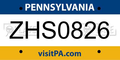 ZHS0826 Pennsylvania License Plate