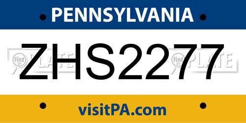ZHS2277 Pennsylvania License Plate