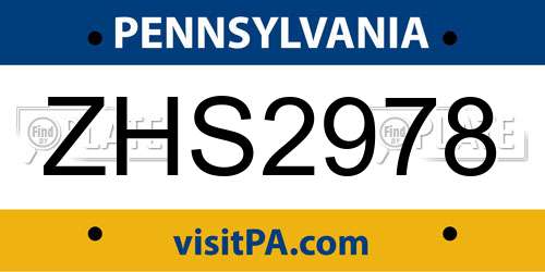 ZHS2978 Pennsylvania License Plate