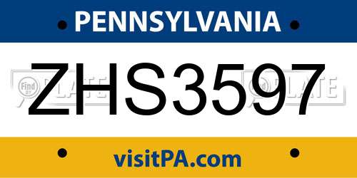 ZHS3597 Pennsylvania License Plate