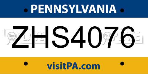 ZHS4076 Pennsylvania License Plate
