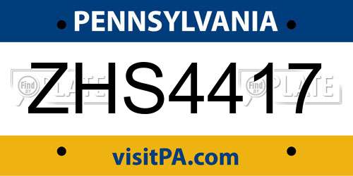 ZHS4417 Pennsylvania License Plate