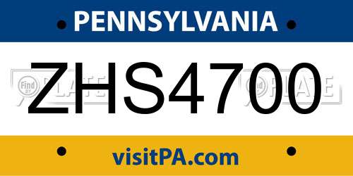 ZHS4700 Pennsylvania License Plate