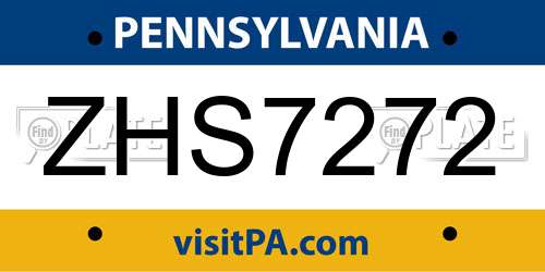 ZHS7272 Pennsylvania License Plate