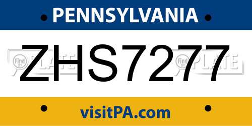 ZHS7277 Pennsylvania License Plate