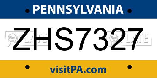 ZHS7327 Pennsylvania License Plate
