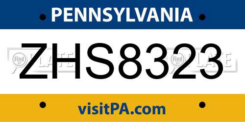 ZHS8323 Pennsylvania License Plate