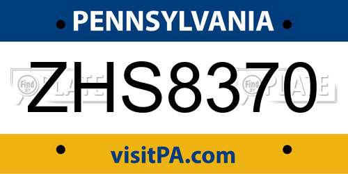 ZHS8370 Pennsylvania License Plate
