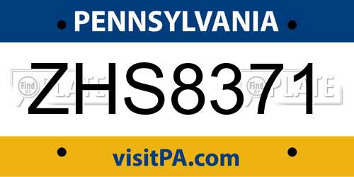ZHS8371 Pennsylvania License Plate