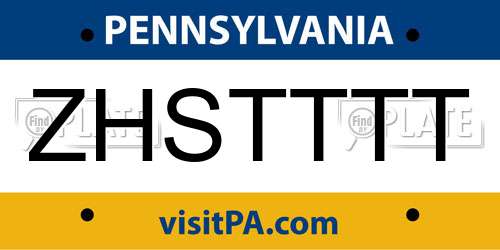 ZHSTTTT Pennsylvania License Plate