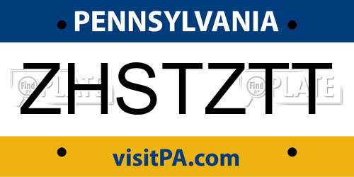 ZHSTZTT Pennsylvania License Plate