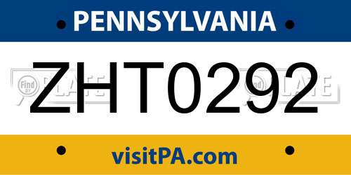 ZHT0292 Pennsylvania License Plate