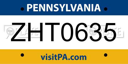 ZHT0635 Pennsylvania License Plate