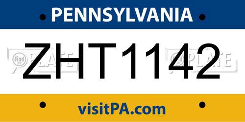 ZHT1142 Pennsylvania License Plate