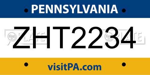 ZHT2234 Pennsylvania License Plate