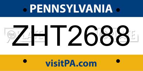ZHT2688 Pennsylvania License Plate