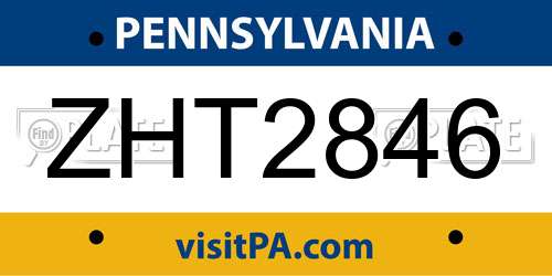 ZHT2846 Pennsylvania License Plate