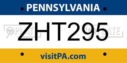 ZHT295 Pennsylvania License Plate