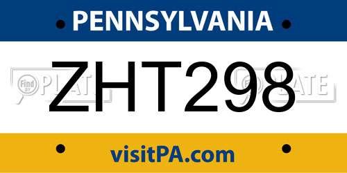 ZHT298 Pennsylvania License Plate
