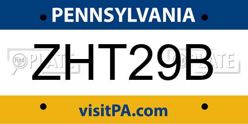 ZHT29B Pennsylvania License Plate