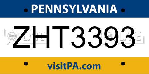 ZHT3393 Pennsylvania License Plate