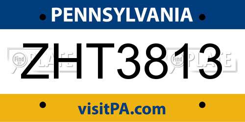 ZHT3813 Pennsylvania License Plate