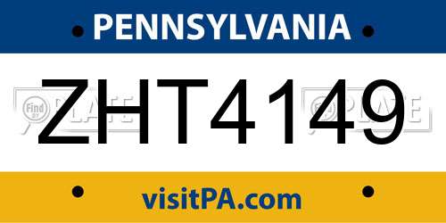 ZHT4149 Pennsylvania License Plate