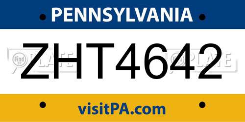 ZHT4642 Pennsylvania License Plate
