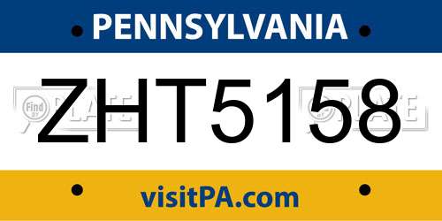 ZHT5158 Pennsylvania License Plate