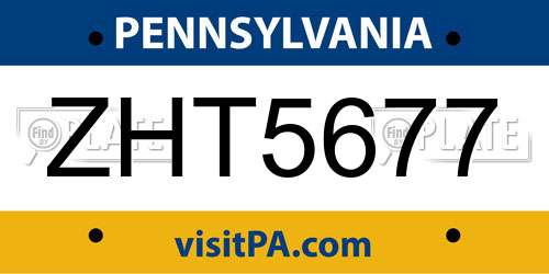 ZHT5677 Pennsylvania License Plate