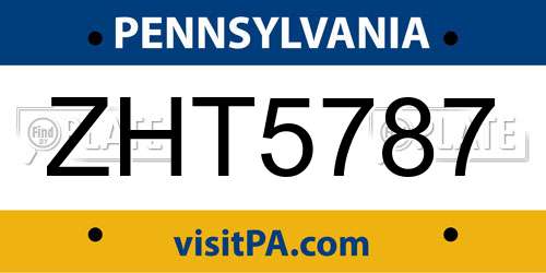 ZHT5787 Pennsylvania License Plate