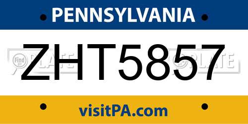 ZHT5857 Pennsylvania License Plate