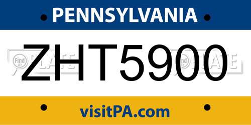 ZHT5900 Pennsylvania License Plate