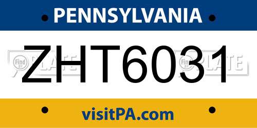ZHT6031 Pennsylvania License Plate