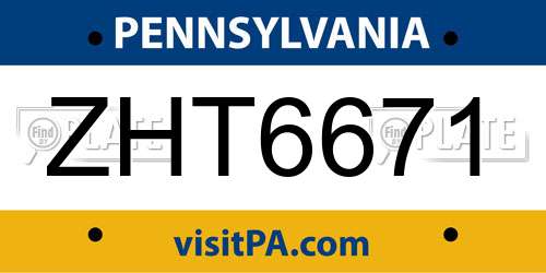 ZHT6671 Pennsylvania License Plate