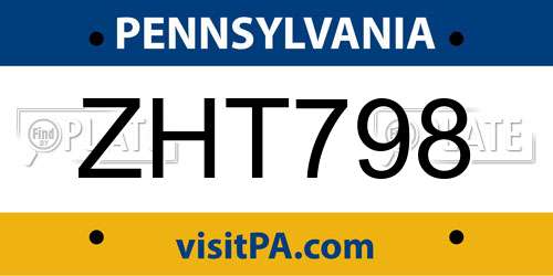 ZHT798 Pennsylvania License Plate