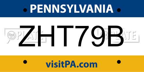 ZHT79B Pennsylvania License Plate