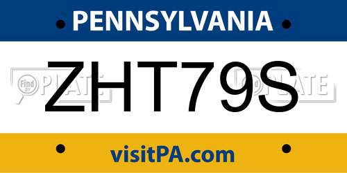 ZHT79S Pennsylvania License Plate