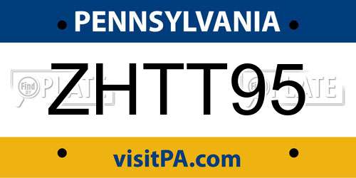 ZHTT95 Pennsylvania License Plate
