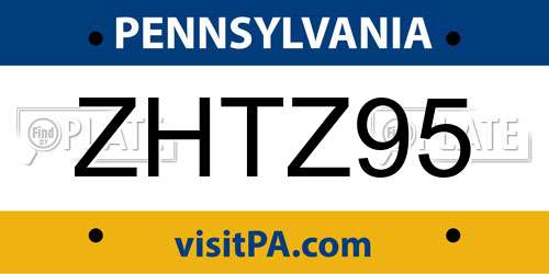ZHTZ95 Pennsylvania License Plate