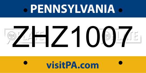 ZHZ1007 Pennsylvania License Plate