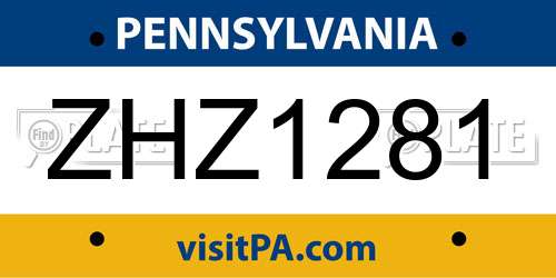 ZHZ1281 Pennsylvania License Plate