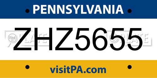 ZHZ5655 Pennsylvania License Plate