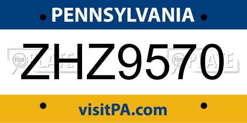ZHZ9570 Pennsylvania License Plate