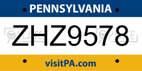 ZHZ9578 Pennsylvania License Plate