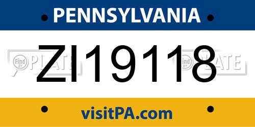 ZI19118 Pennsylvania License Plate
