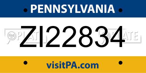 ZI22834 Pennsylvania License Plate
