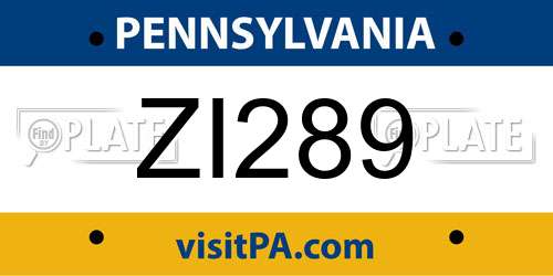 ZI289 Pennsylvania License Plate