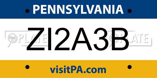 ZI2A3B Pennsylvania License Plate